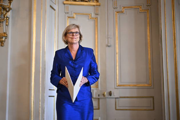 Ingrid Carlberg, Permanent Secretary of the Swedish Academy, announces that Canadian author Anne Carson has been awarded the 2026 Nobel Prize in Literature at Börshuset in Stockholm, Sweden, on October 8, 2026. STOCKHOLM, SWEDEN x10430x Copyright: xChristinexOlsson TTx NOBEL PRIZE IN LITERATURE 2026 4-QFmwcKAN4
