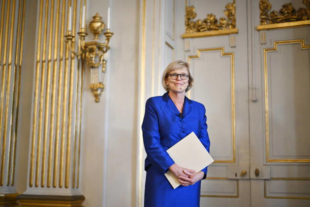 Ingrid Carlberg, Permanent Secretary of the Swedish Academy, announces that Canadian author Anne Carson has been awarded the 2026 Nobel Prize in Literature at Börshuset in Stockholm, Sweden, on October 8, 2026. STOCKHOLM, SWEDEN x10430x Copyright: xChristinexOlsson TTx NOBEL PRIZE IN LITERATURE 2026 UtO-0yrkO1c