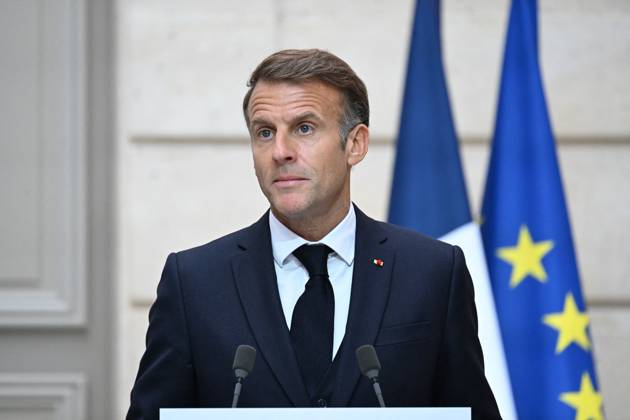 French And German Presidents Press Conference - Paris French President Emmanuel Macron attends a joint press conference with German President Frank Walter Steinmeier at the Elysee Palace in Paris, France on Undated. Photo by Eric Tschaen Pool ABACAPRESS.COM PARIS IDF France Copyright: xTschaenxEric Pool ABACAx