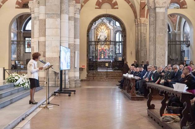IPA89429985 - Milan, October 8, 2026, Basilica of Sant™Ambrogio, Eucharistic celebration marking the 25th anniversary of the Linate plane crash Pictured: Adele Pesapane Scarani, president of the October 8, 2001 Committee Copyright: xGiuliaxSciaccax xGiuliaxSciaccax IPA89429985