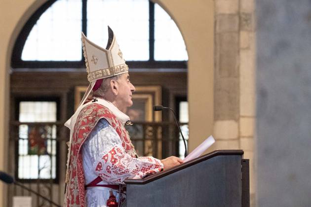 IPA89429930 - Milan, October 8, 26, Basilica of St. Ambrose, Eucharistic celebration marking the 25th anniversary of the Linate plane crash Pictured: Mario Delpini, Archbishop of Milan Copyright: xGiuliaxSciaccax xGiuliaxSciaccax IPA89429930