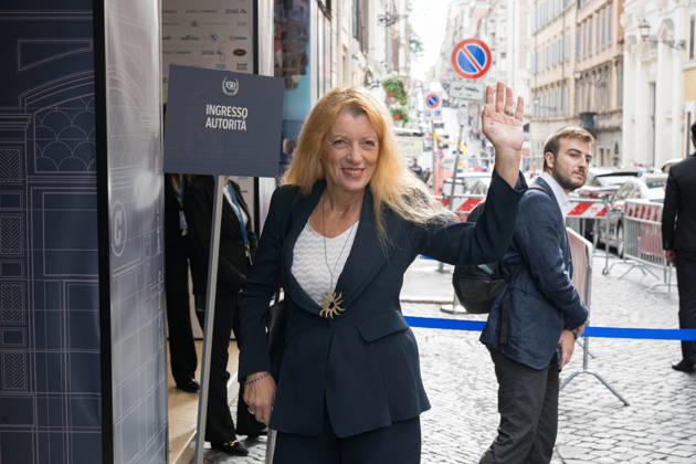 IPA89429567 - Michela Vittoria Brambilla arriving at the Teatro Sistina for the celebrations marking the 150th anniversary of the *Corriere della Sera*, in Rome, Italy, on October 8, 2026. Flavio Brancaleone Fotogramma Copyright: xFLAVIO_BRANCALONEx xx IPA89429567