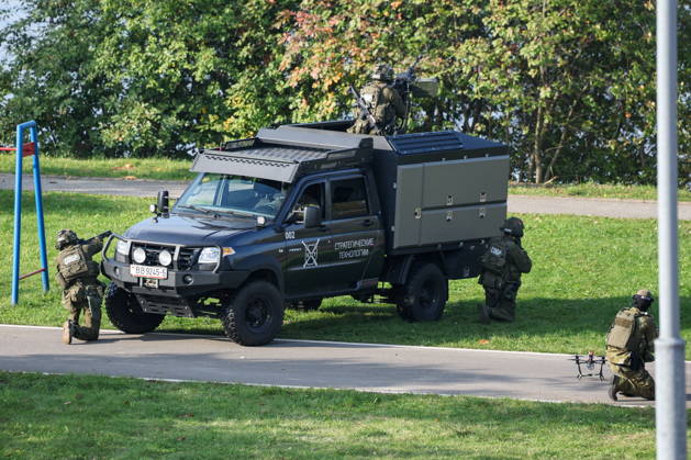 BELARUS, MINSK - OCTOBER 8, 2026: A vehicle is seen during the final phase of the Eurasia-Antiterror 2026 counter-terrorism exercise by relevant agencies of the CIS and SCO member states. The drill is held as part of the 2026 CIS and SCO Counter-Terrorism Forum Minsk Belarus - ZUMAt113 20261008_zaa_t113_335 Copyright: xMaximxMalinovskyx