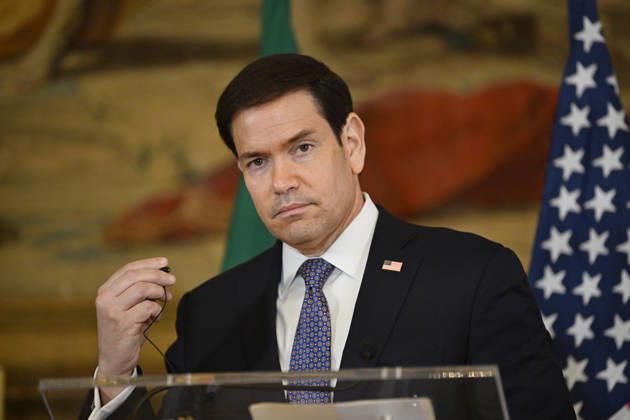 US Secretary of State Marco Rubio visits Portugal LISBON, PORTUGAL - OCTOBER 8: US Secretary of State Marco Rubio and Portuguese Foreign Minister Paulo Rangel (not seen) hold a joint press conference at the Necessidades Palace, home to Portugal s Foreign Ministry, in Lisbon, Portugal, on October 8, 2026. Zed Jameson Anadolu Lisbon Portugal. Editorial use only. Please get in touch for any other usage. Copyright: x2026xAnadoluxZedxJamesonx