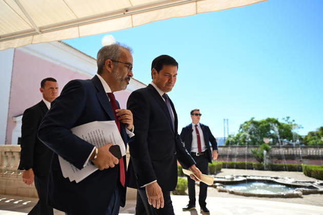 US Secretary of State Marco Rubio visits Portugal LISBON, PORTUGAL - OCTOBER 8: US Secretary of State Marco Rubio (R) and Portuguese Foreign Minister Paulo Rangel (L) hold a joint press conference at the Necessidades Palace, home to Portugal s Foreign Ministry, in Lisbon, Portugal, on October 8, 2026. Zed Jameson Anadolu Lisbon Portugal. Editorial use only. Please get in touch for any other usage. Copyright: x2026xAnadoluxZedxJamesonx