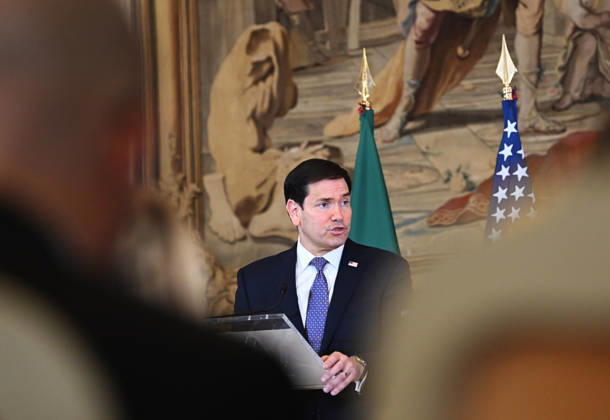 US Secretary of State Marco Rubio visits Portugal LISBON, PORTUGAL - OCTOBER 8: US Secretary of State Marco Rubio and Portuguese Foreign Minister Paulo Rangel (not seen) hold a joint press conference at the Necessidades Palace, home to Portugal s Foreign Ministry, in Lisbon, Portugal, on October 8, 2026. Zed Jameson Anadolu Lisbon Portugal. Editorial use only. Please get in touch for any other usage. Copyright: x2026xAnadoluxZedxJamesonx