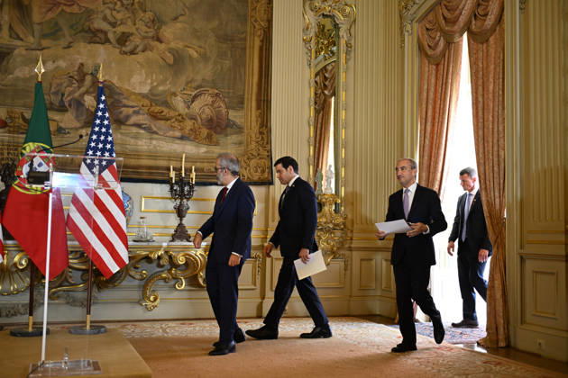 US Secretary of State Marco Rubio visits Portugal LISBON, PORTUGAL - OCTOBER 8: US Secretary of State Marco Rubio (2nd L) and Portuguese Foreign Minister Paulo Rangel (L) hold a joint press conference at the Necessidades Palace, home to Portugal s Foreign Ministry, in Lisbon, Portugal, on October 8, 2026. Zed Jameson Anadolu Lisbon Portugal. Editorial use only. Please get in touch for any other usage. Copyright: x2026xAnadoluxZedxJamesonx