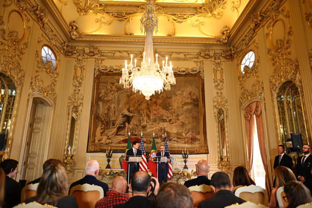 Marco Rubio - Paulo Rangel joint press conference in Lisbon LISBON, PORTUGAL - 08 OCTOBER: US Secretary of State Marco Rubio and Portugal s Foreign Minister Paulo Rangel give a joint press conference at the Necessidades Palace, the Portuguese foreign ministry, in Lisbon on October 8, 2026. Zed Jameson Anadolu Lisbon Portugal. Editorial use only. Please get in touch for any other usage. Copyright: x2026xAnadoluxZedxJamesonx