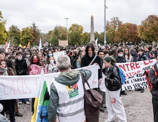Protest against eduction conditions continues in Nancy NANCY, FRANCE - OCTOBER 8: Students holding placards take to the streets to protest education conditions in Nancy, France, on October 8, 2026. Students are taking part in a nationwide high-school mobilization over school conditions and demands for greater education resources, while security units remain deployed around several locations in the city. Muhammed Said Tako Anadolu Nancy France. Editorial use only. Please get in touch for any other usage. Copyright: x2026xAnadoluxMuhammedxSaidxTakox