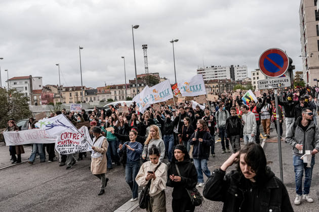 Protest against eduction conditions continues in Nancy NANCY, FRANCE - OCTOBER 8: Students holding placards take to the streets to protest education conditions in Nancy, France, on October 8, 2026. Students are taking part in a nationwide high-school mobilization over school conditions and demands for greater education resources, while security units remain deployed around several locations in the city. Muhammed Said Tako Anadolu Nancy France. Editorial use only. Please get in touch for any other usage. Copyright: x2026xAnadoluxMuhammedxSaidxTakox