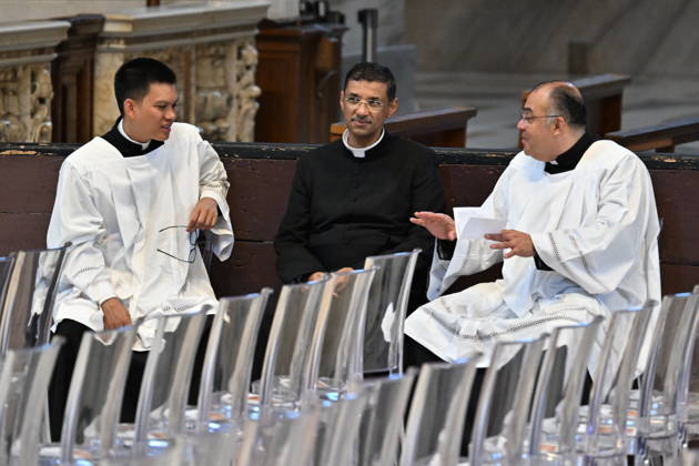 RECORD DATE NOT STATED MESSA_PAPA_2026 Italy, Rome, Vatican, 2026 10 8 Pope Leo XIV celebrates Holy Mass for the academic year at the Pontifical Universities in St Peter s Basilica in the Vatican . EDITORIAL USE ONLY - NO BOOKS Copyright: xAlessiaxGiuliani Catholicpressphotox