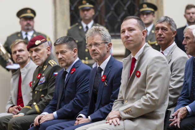Sokol (Falcon) Movement s Memorial Day honours Sokol members who died in anti-Nazi resistance in Prague, Czech Republic, October 8, 2026. Senate Speaker Milos Vystrcil (ODS), 2nd right, during the commemorative event. (CTKxPhoto MichalxKamaryt) CTKPhotoP2026100806677 CTKPhotoP2026100806677