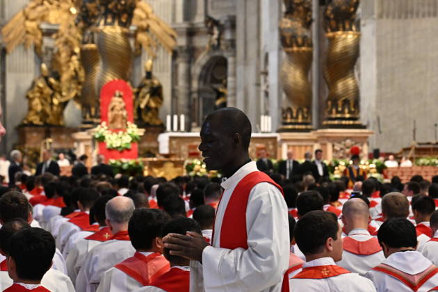 RECORD DATE NOT STATED MESSA_PAPA_2026 Italy, Rome, Vatican, 2026 10 8 Pope Leo XIV celebrates Holy Mass for the academic year at the Pontifical Universities in St Peter s Basilica in the Vatican . EDITORIAL USE ONLY - NO BOOKS Copyright: xAlessiaxGiuliani Catholicpressphotox