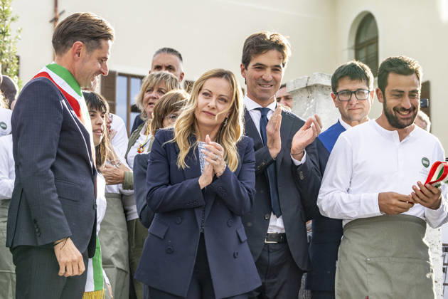 IPA89434819 - ASCOLI PICENO, ITALY OCTOBER 8, 2026: Prime Minister Giorgia Meloni attends the presentation and inauguration ceremony for the Palazzo Saladini Pilastri complex and its monumental park in Ascoli Piceno. The restoration project is part of the PINQuA program for urban regeneration and the enhancement of the city™s historical heritage. (Photo: Andrea Vagnoni IPA Agency) Copyright: xAndreaxVagnonix xx IPA89434819