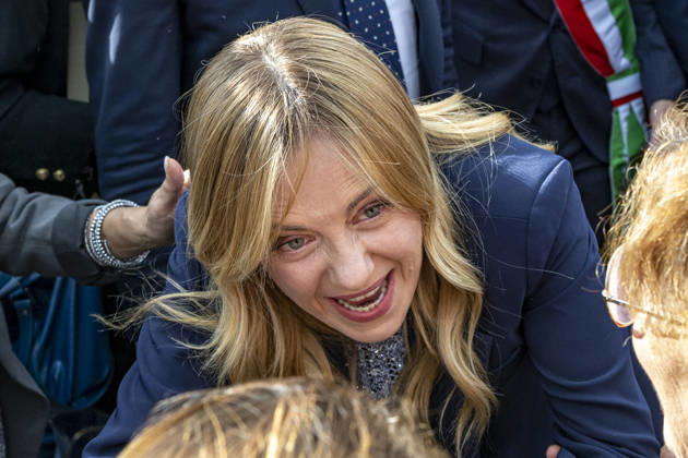 IPA89434846 - ASCOLI PICENO, ITALY OCTOBER 8, 2026: Prime Minister Giorgia Meloni attends the presentation and inauguration ceremony for the Palazzo Saladini Pilastri complex and its monumental park in Ascoli Piceno. The restoration project is part of the PINQuA program for urban regeneration and the enhancement of the city™s historical heritage. (Photo: Andrea Vagnoni IPA Agency) Copyright: xAndreaxVagnonix xx IPA89434846