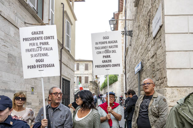 IPA89434772 - ASCOLI PICENO, ITALY OCTOBER 8, 2026: Prime Minister Giorgia Meloni attends the presentation and inauguration ceremony for the Palazzo Saladini Pilastri complex and its monumental park in Ascoli Piceno. The restoration project is part of the PINQuA program for urban regeneration and the enhancement of the city™s historical heritage. (Photo: Andrea Vagnoni IPA Agency) Copyright: xAndreaxVagnonix xx IPA89434772
