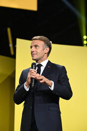 President Macron at Bpifrance Inno Generation - Paris France s President Emmanuel Macron delivers a speech on stage during the Bpifrance Inno Generation (BIG) event, one of Europe’s largest gatherings dedicated to entrepreneurs, in Paris, France on October 8, 2026. Photo by Jeanne Accorsini Pool ABACAPRESS.COM Paris France Copyright: xAccorsinixJeanne Pool ABACAx