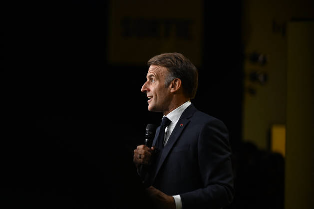 President Macron at Bpifrance Inno Generation - Paris France s President Emmanuel Macron delivers a speech on stage during the Bpifrance Inno Generation (BIG) event, one of Europe’s largest gatherings dedicated to entrepreneurs, in Paris, France on October 8, 2026. Photo by Jeanne Accorsini Pool ABACAPRESS.COM Paris France Copyright: xAccorsinixJeanne Pool ABACAx