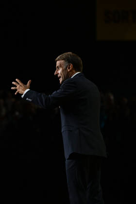 President Macron at Bpifrance Inno Generation - Paris France s President Emmanuel Macron delivers a speech on stage during the Bpifrance Inno Generation (BIG) event, one of Europe’s largest gatherings dedicated to entrepreneurs, in Paris, France on October 8, 2026. Photo by Jeanne Accorsini Pool ABACAPRESS.COM Paris France Copyright: xAccorsinixJeanne Pool ABACAx