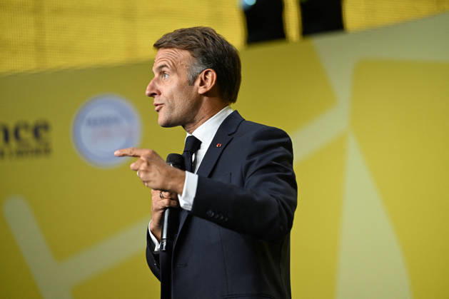 President Macron at Bpifrance Inno Generation - Paris France s President Emmanuel Macron delivers a speech on stage during the Bpifrance Inno Generation (BIG) event, one of Europe’s largest gatherings dedicated to entrepreneurs, in Paris, France on October 8, 2026. Photo by Jeanne Accorsini Pool ABACAPRESS.COM Paris France Copyright: xAccorsinixJeanne Pool ABACAx