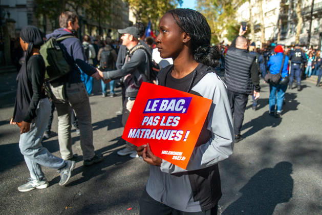 Student Protest - Paris Hundreds of high school students occupy Place de la Bastille in Paris, France on October 8, 2026, following the success of the October 6 protest, calling to continue and amplify the movement. Photo by ABACAPRESS.COM Paris France Copyright: xPrezatxDenis ABACAx