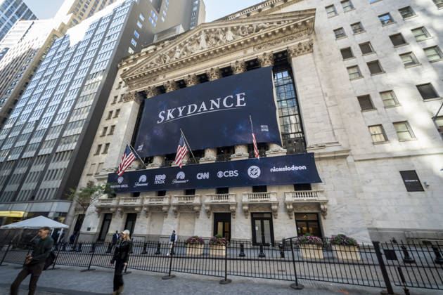 Skydance at the NYSE The New York Stock Exchange is decorated with a banner for Skydance on Thursday, October 8, 2026 celebrating it listing from NASDAQ to the NYSE following its acquisition of Warner Bros. Discovery.. ( RichardxB.xLevine