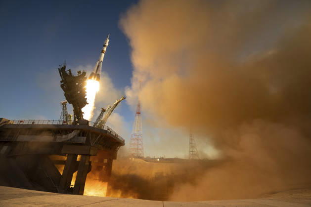 October 8, 2026, Baikonur, Kazakhstan: Baikonur, Kazakhstan. 14 July, 2026. A Soyuz rocket lifts off from the Baikonur Cosmodrome carrying NASA astronaut Anil Menon and Roscosmos cosmonauts Pyotr Dubrov and Anna Kikina to the International Space Station, July 14, 2026 in Baikonur, Kazakhstan. The crew docked to the station the same day. Baikonur Kazakhstan - ZUMAp138 20261008_zaa_p138_070 Copyright: xBillxIngalls Nasax