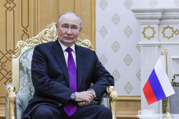 TURKMENISTAN, BALKAN PROVINCE - OCTOBER 8, 2026: Vladimir Putin, President of Russia, attends a bilateral meeting with his counterpart Serdar Berdimuhamedow of Turkmenistan in Turkmenbasy Turkmenistan - ZUMAt113 20261008_zaa_t113_700 Copyright: xGavriilxGrigorovx