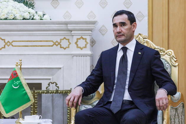 TURKMENISTAN, BALKAN PROVINCE - OCTOBER 8, 2026: Serdar Berdimuhamedow, President of Turkmenistan, attends a bilateral meeting with his counterpart Vladimir Putin in Turkmenbasy Turkmenistan - ZUMAt113 20261008_zaa_t113_702 Copyright: xGavriilxGrigorovx