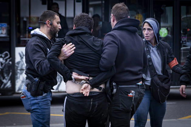 Clashes erupt during student protest in Strasbourg STRASBOURG, FRANCE - OCTOBER 8: A protester is detained by police officers during a spontaneous student demonstration in Strasbourg, France, on October 8, 2026. The demonstration moved through different areas of the city and was marked by clashes between protesters and police. Sathiri Kelpa Anadolu Strasbourg France. Editorial use only. Please get in touch for any other usage. Copyright: x2026xAnadoluxSathirixKelpax
