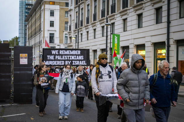 Pro-Palestine Silent Funeral Procession Central London, October 8, 2026 A pro-Palestine silent funeral procession took place in Central London, with demonstrators walking in silence to remember Palestinians killed in the conflict in Gaza. Participants carried Palestinian flags and placards, while some held a coffin and others carried effigies wrapped in burial shrouds, symbolising those killed in the conflict., Credit:Zak Irfan Avalon Copyright: xZakxIrfanx xAvalonx 1141557261
