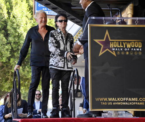 Graham Russel (L) and Russell Hitchcock of the rock duo Air Supply are introduced during an unveiling ceremony honoring them with the 2,859th star on the Hollywood Walk of Fame in Los Angeles on Thursday October 8, 2026. Looking on is David Foster (L) and Pat Sajak  LAP2026100802 JIMxRUYMEN