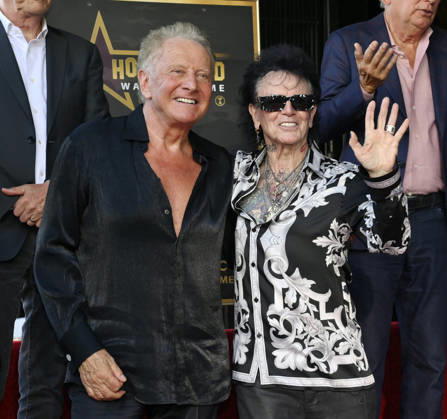 Graham Russel (L) and Russell Hitchcock of the rock duo Air Supply react during an unveiling ceremony honoring them with the 2,859th star on the Hollywood Walk of Fame in Los Angeles on Thursday October 8, 2026.  LAP2026100803 JIMxRUYMEN