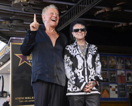 Graham Russell (L) and Russell Hitchcock of the rock duo Air Supply react during an unveiling ceremony honoring them with the 2,859th star on the Hollywood Walk of Fame in Los Angeles on Thursday October 8, 2026.  LAP2026100806 JIMxRUYMEN