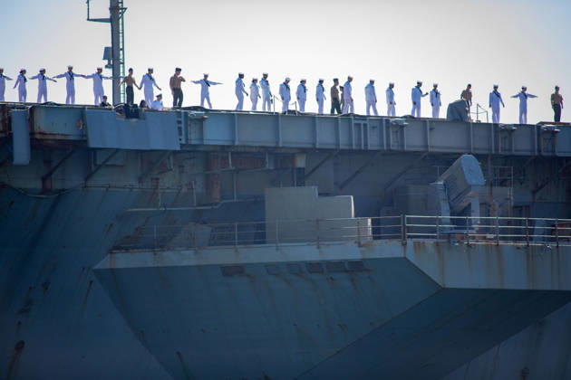 October 8, 2026, San Diego, California, USA: USS Abraham Lincoln has returned to San Diego after spending more than 250 uninterrupted days at sea without a port call. The carrier departed San Diego on November 21, 2025, originally scheduled for a six-to-seven-month deployment, but was extended as the U.S. remained engaged in war against Iran following strikes that began on February 28, 2026.The vessel, which garnered global attention due to a lengthy deployment and reports about poor conditions and suicide attempts, returns to California. San Diego USA - ZUMAf22_ 20261008_zaf_f22_013 Copyright: xDarenxFentimanx