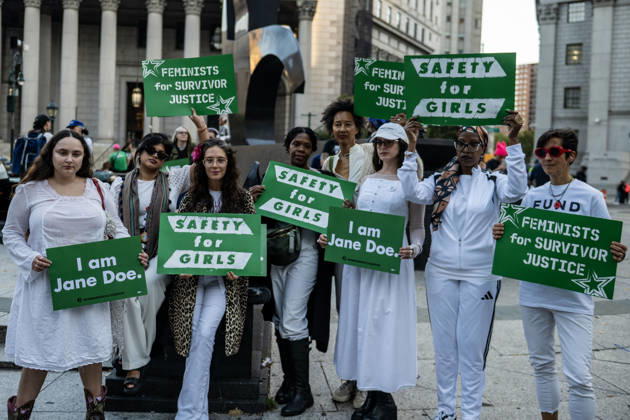 October 8, 2026, New York, New York, USA: Hundreds of sexual assualt survivors and aliies came together in solidarity with Jane Doe in the wake of the Cornell 7 case. Speakers from womens rights groups Women s March, Me Too, Feminist Generation and Feminist took the stage to speak on the culture of sexual violence in the US. The Resistance Revival Chorus poses for a photo. New York USA  - ZUMAh214 20261008_znp_h214_003 Copyright: xSDxHerzogx