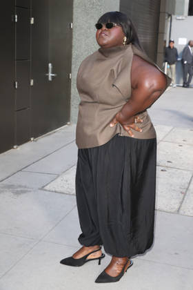October 8, 2026, New York, New York, USA: GABOUREY SIDIBE arrives at ABC Studios New York USA  - ZUMAh16_ 20261008_zaf_h16_041 Copyright: xDanxHerrickx