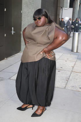 October 8, 2026, New York, New York, USA: GABOUREY SIDIBE arrives at ABC Studios New York USA  - ZUMAh16_ 20261008_zaf_h16_042 Copyright: xDanxHerrickx