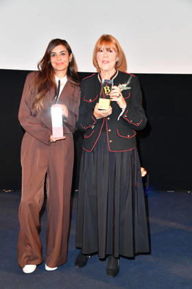 Collien Fernandes und Gisele Pelicot bei der Verleihung der Brigitte Award 2026 im Kino International in Berlin am 08.10.2026