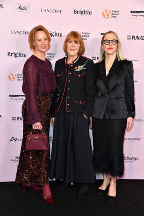 Julia Becker, Gisele Pelicot und Susanna Riethmuller bei der Verleihung der Brigitte Award 2026 im Kino International in Berlin am 08.10.2026