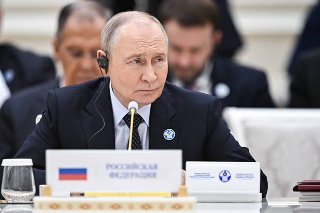 TURKMENISTAN, BALKAN PROVINCE - OCTOBER 9, 2026: Russia s President Vladimir Putin attends a meeting of the CIS Council of Heads of State in Turkmenbashi Turkmenistan  - ZUMAt113 20261009_zaa_t113_072 Copyright: xSergeixBobylevx
