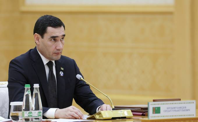 RECORD DATE NOT STATED 09.10.2026. -TURKMENISTAN, BALKAN PROVINCE - Turkmenistan s President Serdar Berdimuhamedow attends a meeting of the CIS Council of Heads of State in Turkmenbashi. KremlinxPool