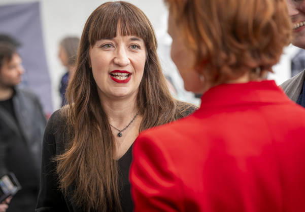 Heidi Reichinnek - Sozialratschlag EUR, Deutschland, Berlin, 09.10.2026: (l-r) Heidi Reichinnek im Gespräch mit Katja Kipping. Sozialratschlag - Die Fraktion Die Linke im Bundestag veranstaltet eine Konferenz für soziale Sicherheit und gesamtgesellschaftliche Solidarität, mit Teilnehmern als Politik und Gesellschaft.