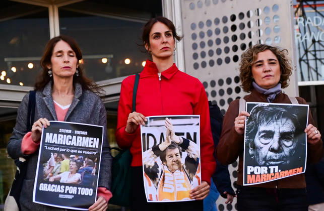 October 9, 2026, Madrid, Madrid, SPAIN: Members and representatives of the Madrid branch of the Spanish Socialist Workersâ€⠢ Party (PSOE) observe a minute of silence outside Madrid City Hall in memory of Maricarmen, who died after being evicted from her home. Her death has become a symbol of the housing crisis and the struggle against real estate speculation. Madrid SPAIN - ZUMAz108 20261009_znp_z108_001 Copyright: xRichardxZubelzux