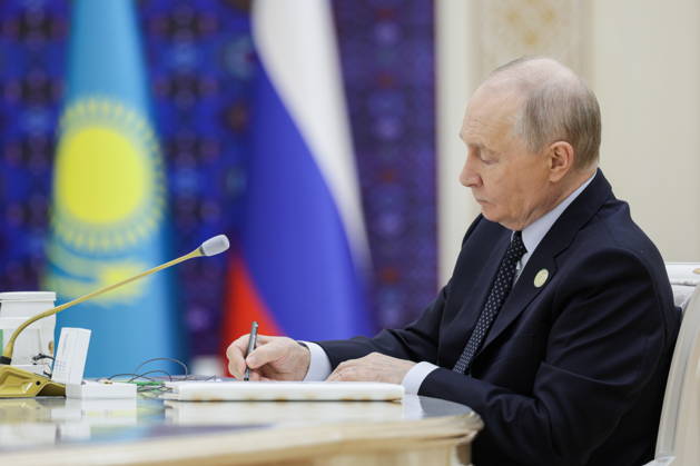 TURKMENISTAN, BALKAN PROVINCE - OCTOBER 9, 2026: Russia s President Vladimir Putin attends the Caspian Ecological Summit Turkmenistan  - ZUMAt113 20261009_zaa_t113_217 Copyright: xGavriilxGrigorovx