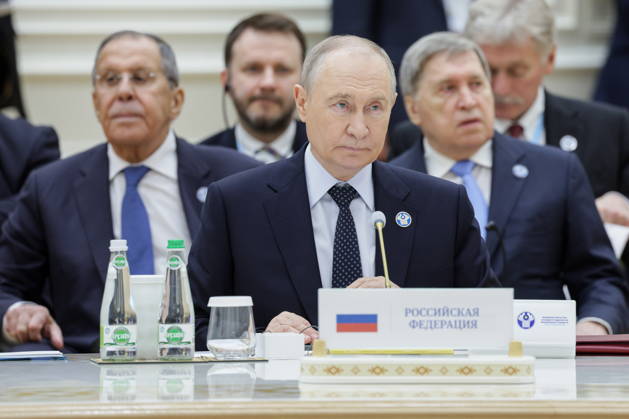 TURKMENISTAN, BALKAN PROVINCE - OCTOBER 9, 2026: Russia s President Vladimir Putin (C) attends an expanded meeting of the CIS Council of Heads of State in Turkmenbashi Turkmenistan  - ZUMAt113 20261009_zaa_t113_486 Copyright: xGavriilxGrigorovx