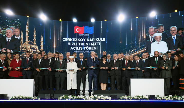Turkish President Recep Tayyip Erdogan KIRKLARELI, TURKIYE - OCTOBER 9: (----EDITORIAL USE ONLY - MANDATORY CREDIT - TURKISH PRESIDENCY MURAT KULA HANDOUT - NO MARKETING NO ADVERTISING CAMPAIGNS - DISTRIBUTED AS A SERVICE TO CLIENTS----) Turkish President Recep Tayyip Erdogan attends the Cerkezkoy-Kapikule High-Speed Railway Line Opening Ceremony in Kirklareli, Turkiye on October 9, 2026. Turkish Presidency Murat Kula Handout Anadolu Kirklareli Turkey. Editorial use only. Please get in touch for any other usage.  Copyright: x2026xAnadoluxTurkishxxPresidencyx xMuratxKulax xHandoutx