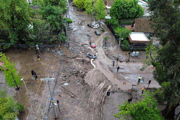Santiago, October 9, 2026: Consequences of a mudslide that affected the area from San Carlos de Apoquindo to Los Dominicos in the Las Condes district, causing widespread damage and sweeping away vehicles and people. Diego Martin Aton, Chile, Aton 1198126 jpeg  Copyright: DIEGOxMARTIN ATONxCHILE