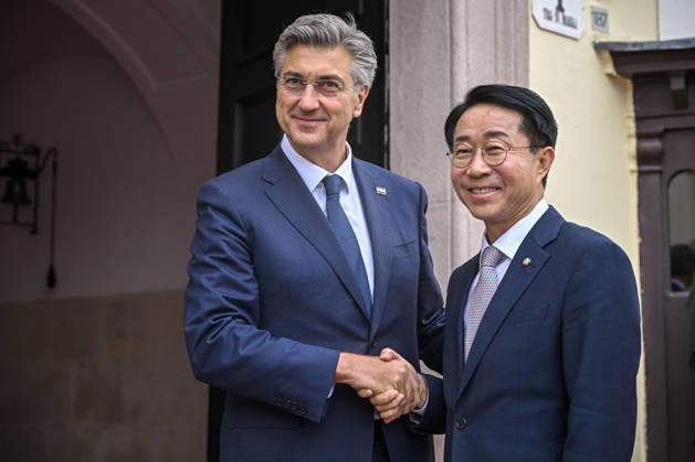 Croatian PM Plenkovic meets South Korean parliament speaker Croatian Prime Minister Andrej Plenkovic met with Cho Jeong-sik, Speaker of the National Assembly of the Republic of Korea, at the Banski dvori government headquarters in Zagreb, Croatia on October 9, 2026.  NevaxZganec PIXSELL