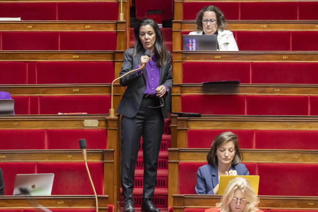 Paris, France le 9 Octobre, 2026 - Examen en seance a l assemblee nationale de la proposition de loi apportant une reponse integrale au phenomene des violences sexuelles et sexistes contre les femmes et les enfants - Sophia Chikirou POLITIQUE, ASSEMBLEE NATIONALE, EXAMEN DE LOI, LEGISLATIF, LOI INTEGRALE, VIOLENCES SEXUELLES  Copyright: xVincentxIsorex